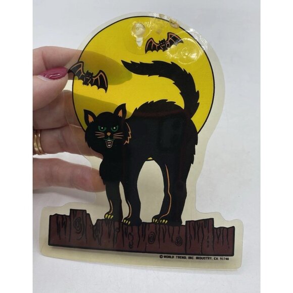 Vtg Halloween Suction Cup Window Decorations Witch Cat Die Cut Plastic Lot of 6 - Picture 13 of 16